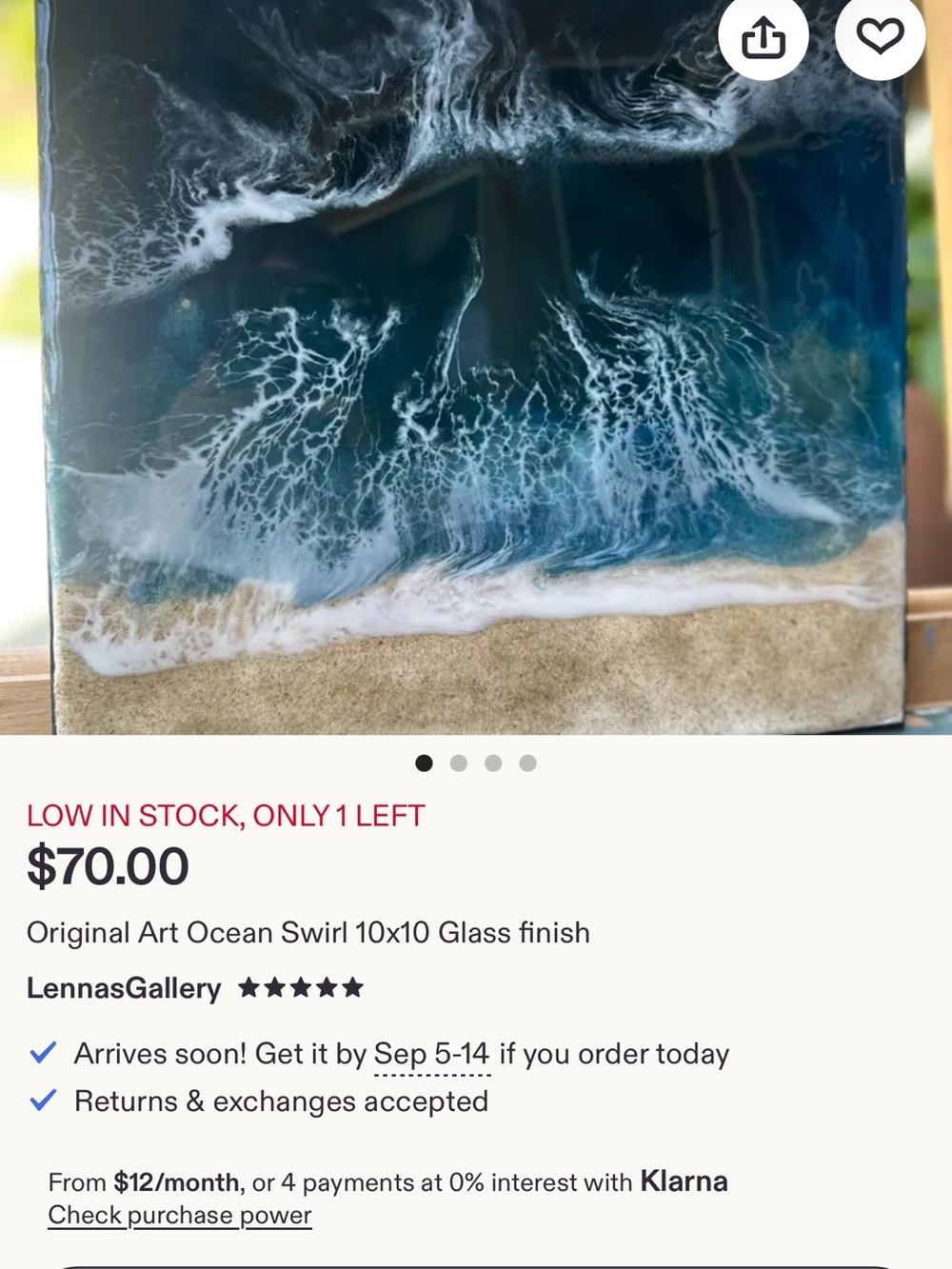 Gallery Ocean Resin Beach Scene in Blue, White, Tan
